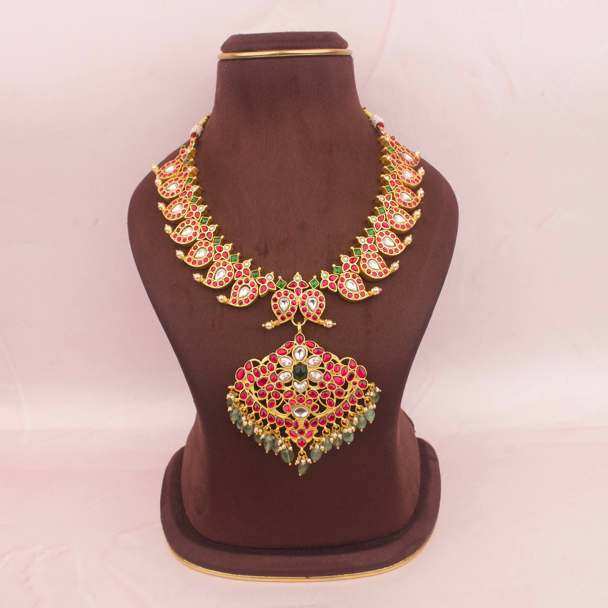 Gold Inspired Jadau Kundan Reversible 2 In 1 Mango Necklace