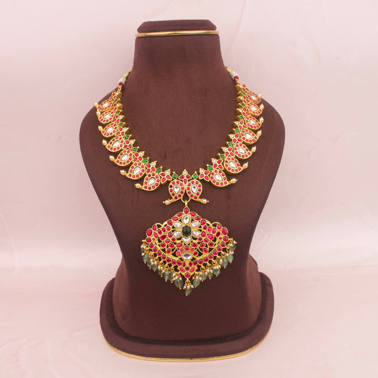 Gold Inspired Jadau Kundan Reversible 2 In 1 Mango Necklace