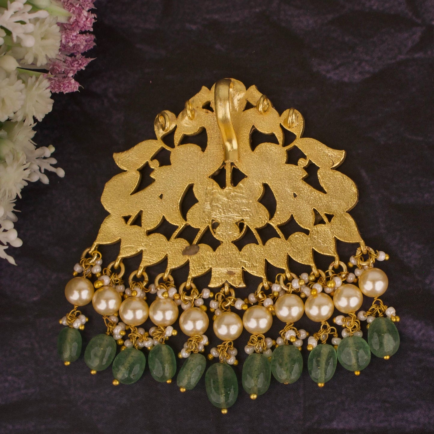 Designer Jadau Kundan Locket with Swarovski Pearls As Hanging