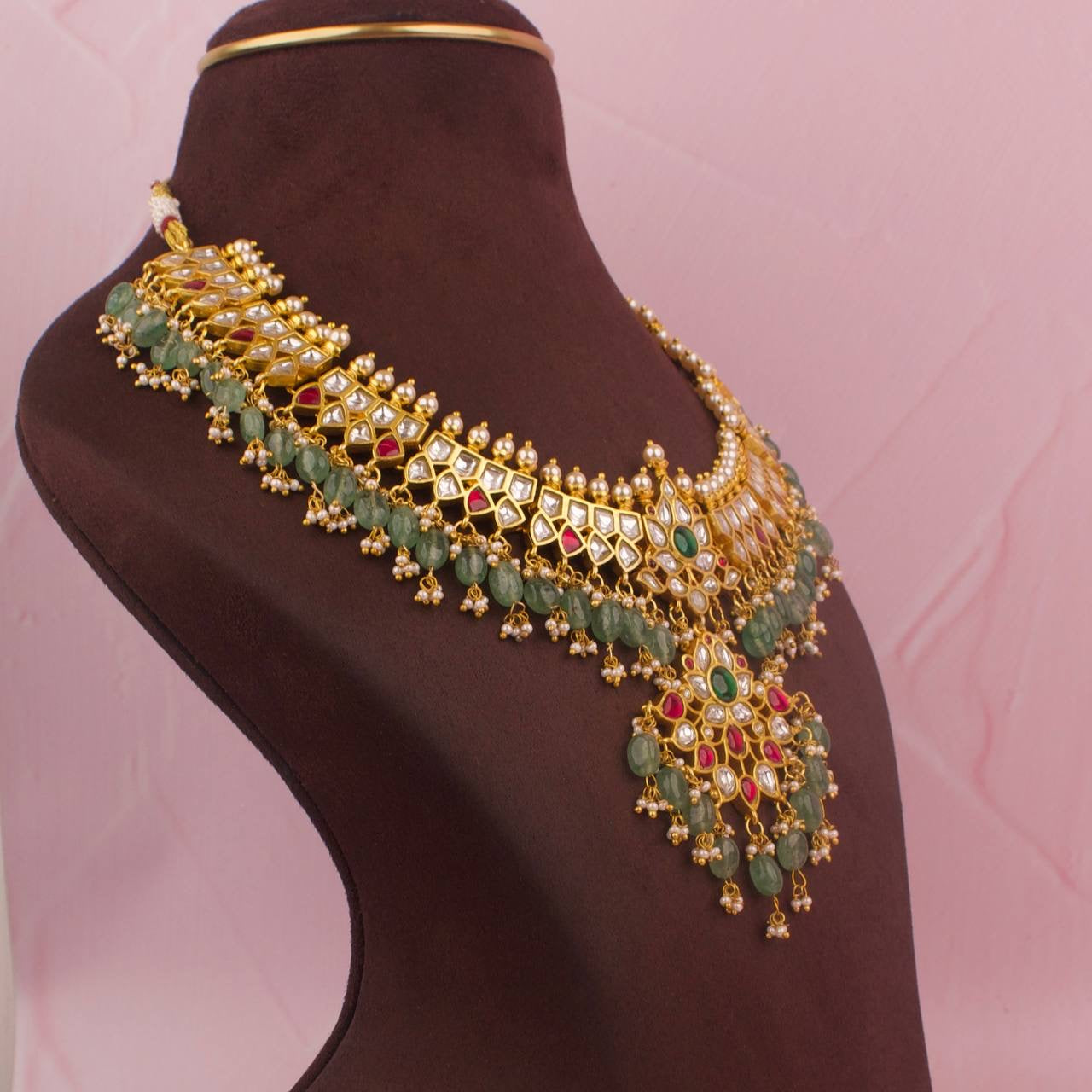 Trending Jadau Kundan Necklace With Guttapusalu Hangings