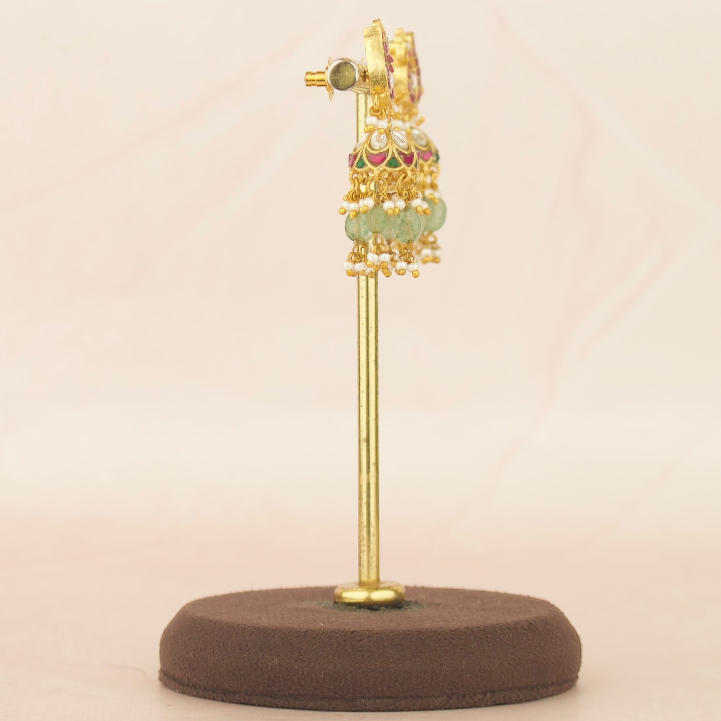Peacock Design Jadau Kundan Jhumki in Gold Style by DULHAN JEWELS