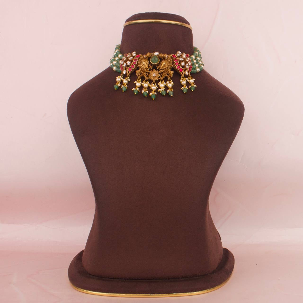 Moissanite Polki x Jadau Kundan Beads Choker Set