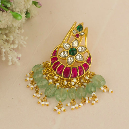 Floral Chandbali Design Jadau Kundan Locket