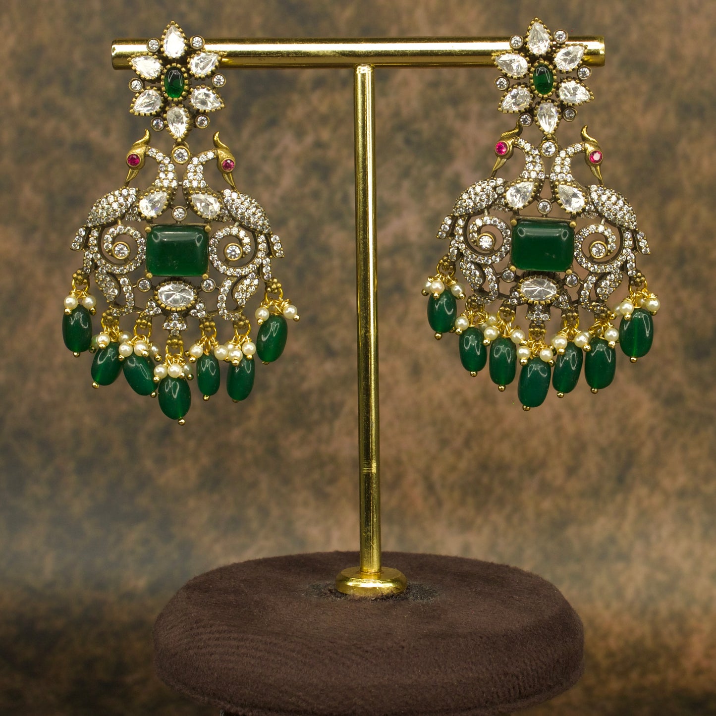 Victorian Peacock Kanti Necklace with matching earrings