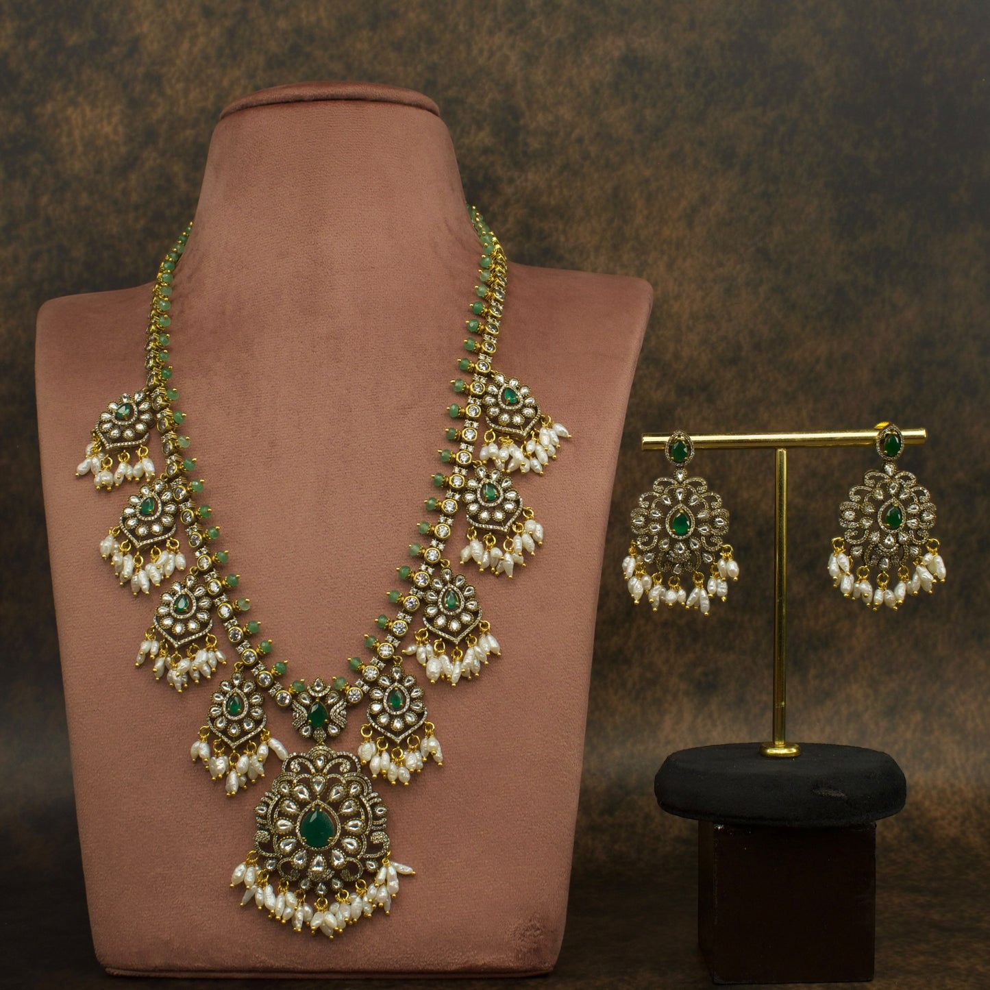 Bridal Victorian Guttapusalu Haram With Earrings