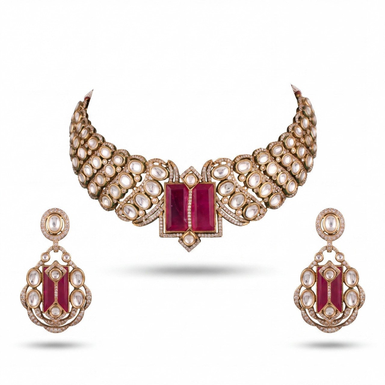 Premium Victorian Choker Set With Matching Earrings