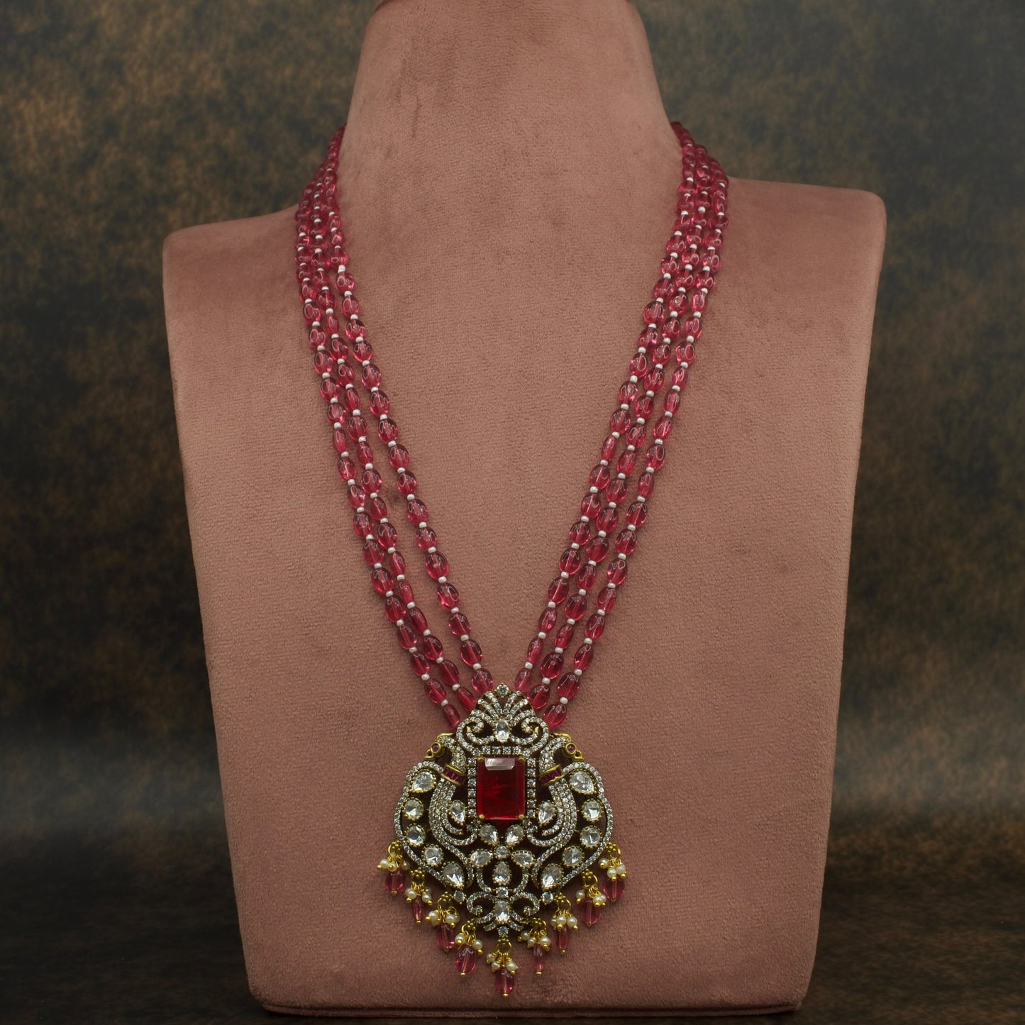 Victorian Elegance Necklace Set in Red and Purple with High quality Victorian finish