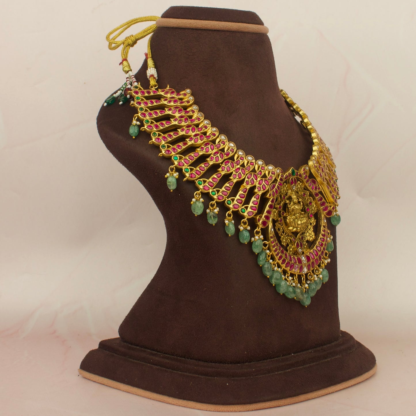 Regal Jadau Kundan Necklace with Goddess Lakshmi Motif