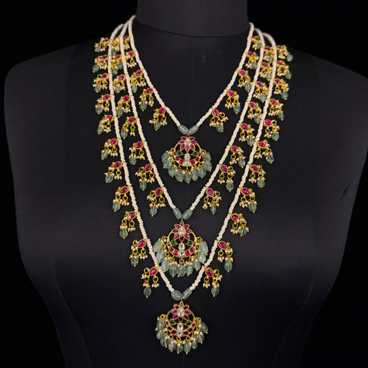 Luxurious Traditional Jewelry - Jadau Kundan Multi-Layered Necklace this product comes under jadau kundan collecion