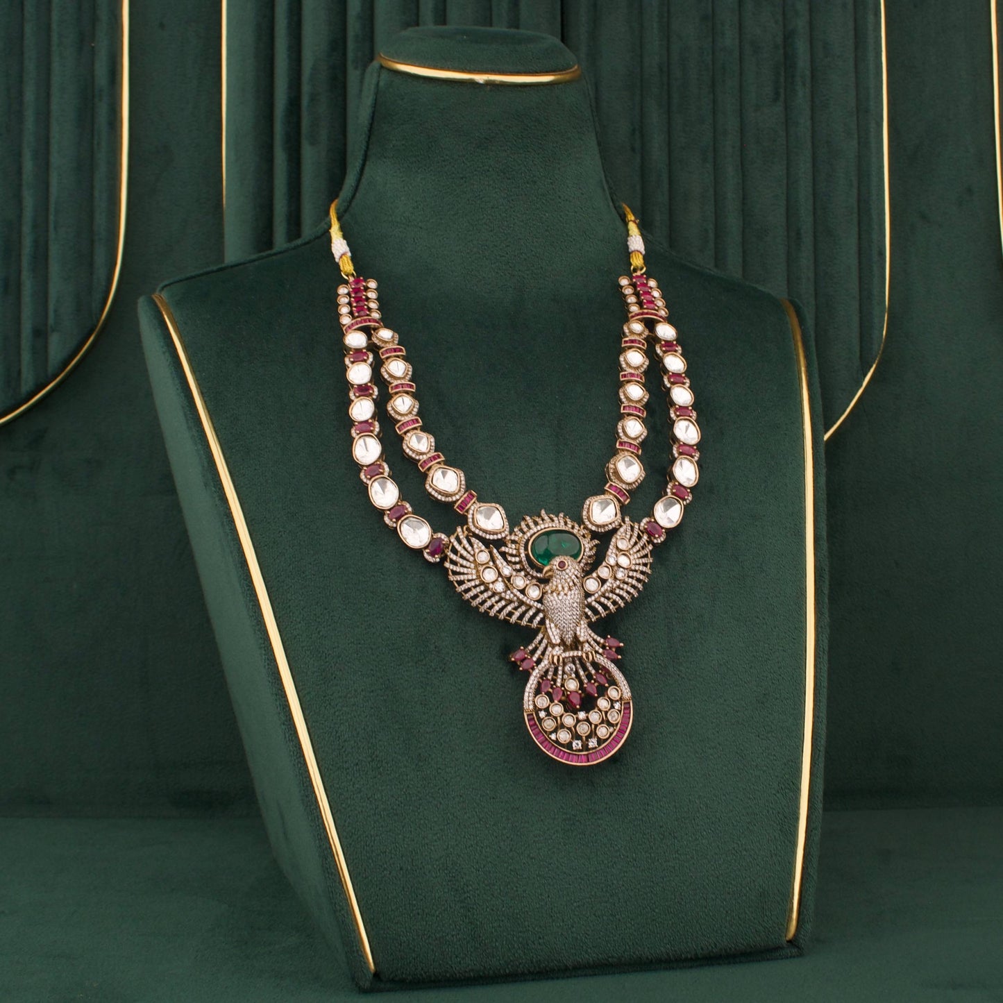 Designer Eagle Victorian Necklace Set With Earrings