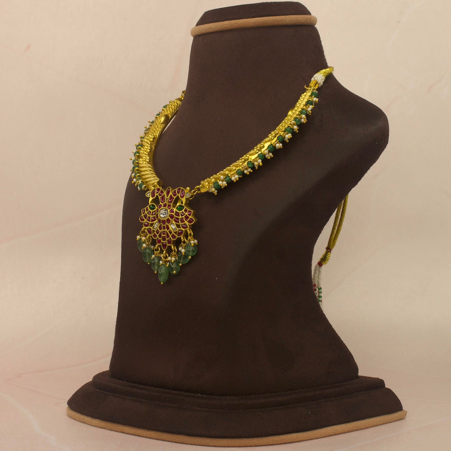 Peacock locket jadau kundan Kanti necklace