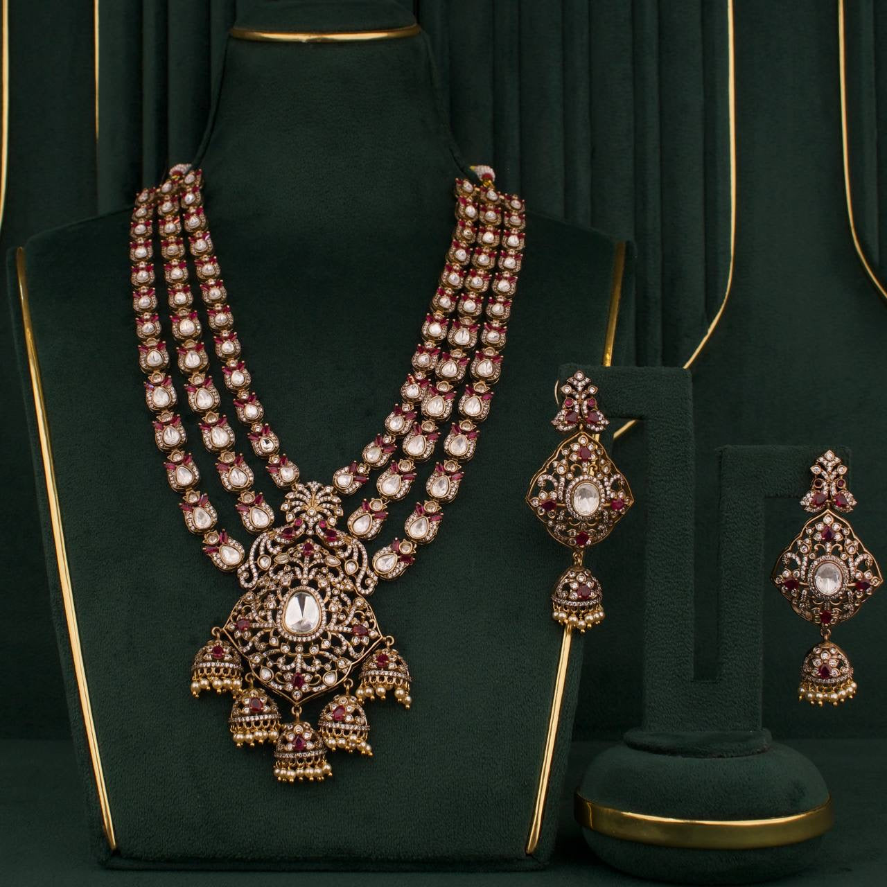 Bridal Victorian Polki Layer By Layer Haram Necklace Se