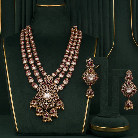 Bridal Victorian Polki Layer By Layer Haram Necklace Se