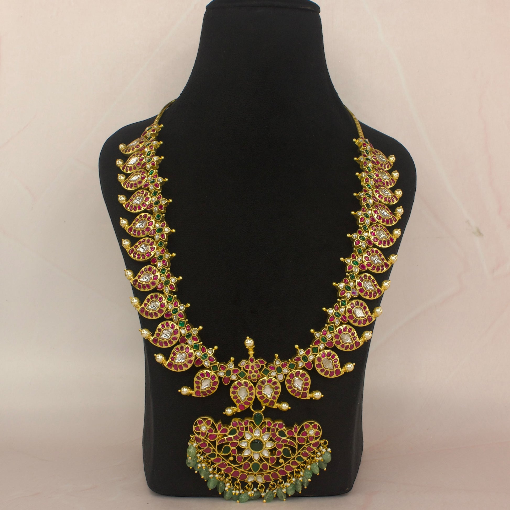 Traditional Bridal Jadau Kundan Mango Haram with 22k gold plating