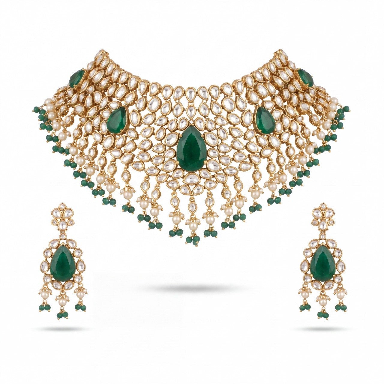 Bridal Victorian Moissanite Polk Choker With Matching Earrings