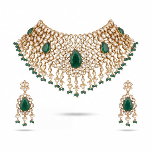 Bridal Victorian Moissanite Polk Choker With Matching Earrings
