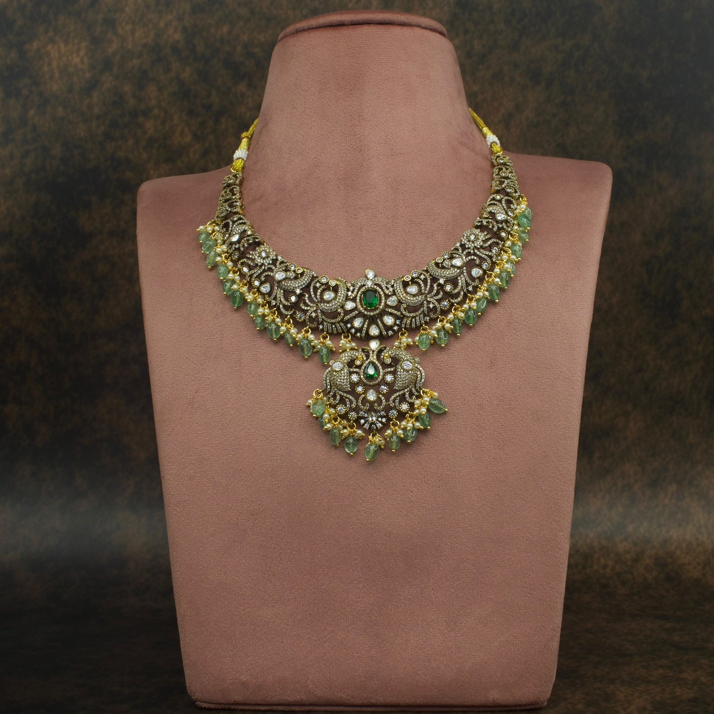 Victorian Polki Radiance Short Necklace Set with High quality Victorian finish