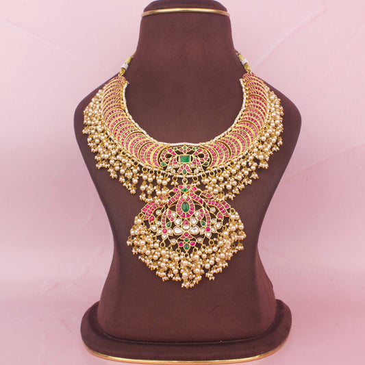 Traditional South Indian Jadau Kundan Guttapusalu Necklace