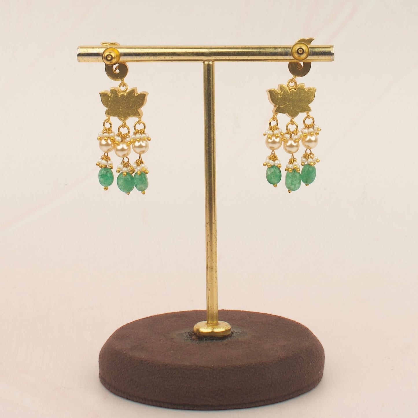 Royal Lotus Chandbali Jadau Kundan Earrings