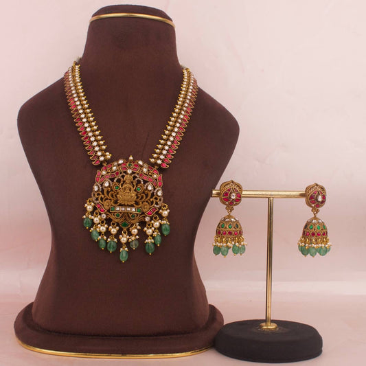 Gold Inspired Nakshi x Jadau Kundan Necklace Set