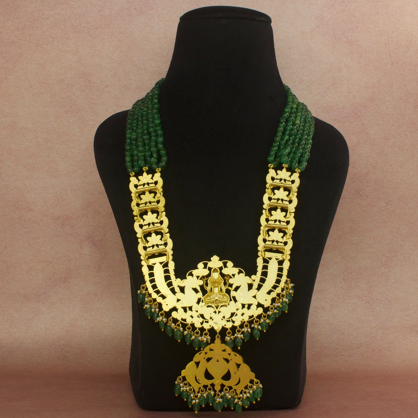 Grand Jadau Kundan Rani Haar Necklace with Intricate Detailing with 22k gold plating