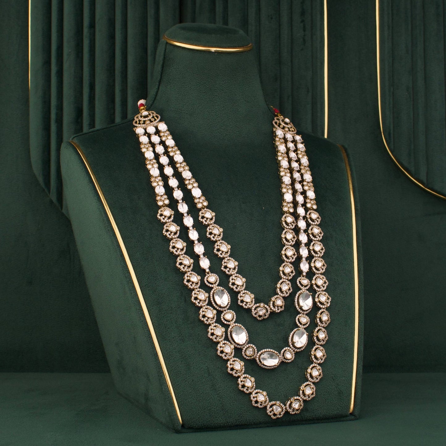 Polki Bridal Multi-Layered Necklace And Earring Set