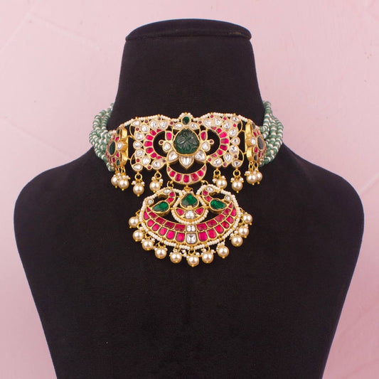 Royal Jadau Kundan Choker With Chand Locket