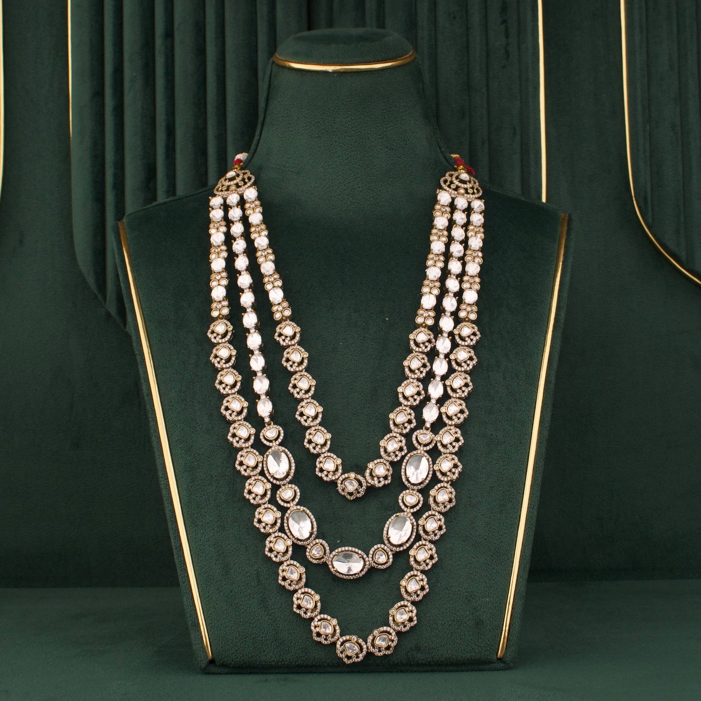 Polki Bridal Multi-Layered Necklace And Earring Set