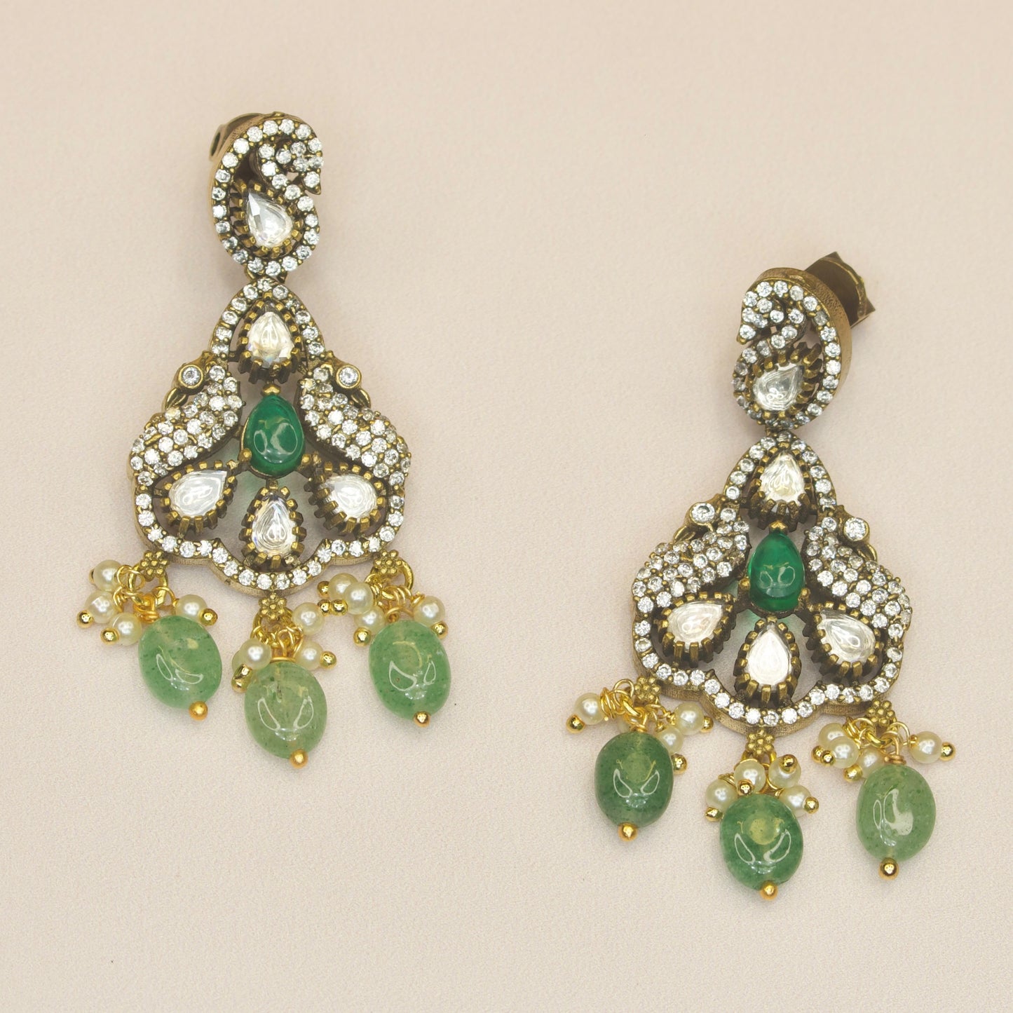 Peacock Victorian Zircon Necklace Set with earrings