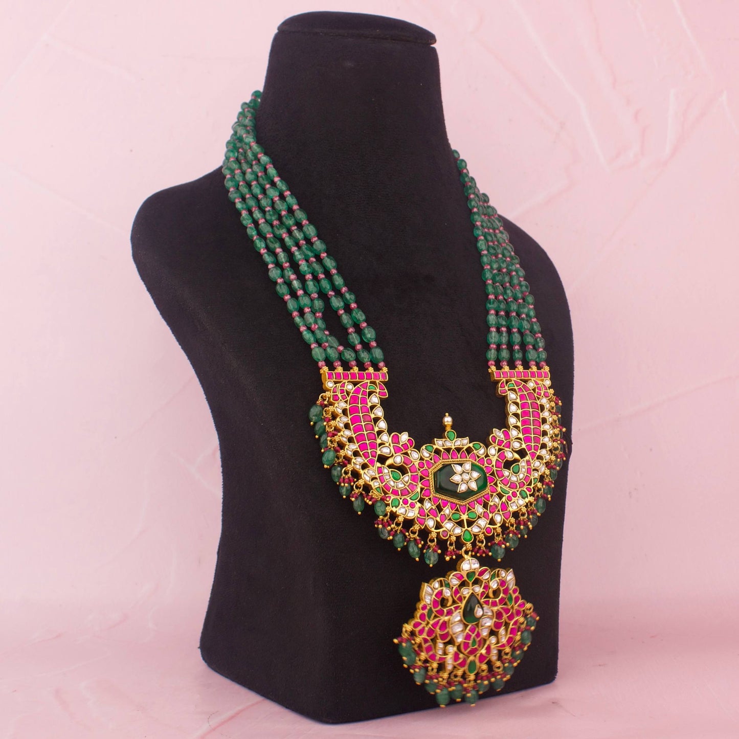 Heritage Reversible Jadau Kundan Beads Necklace With Pendant