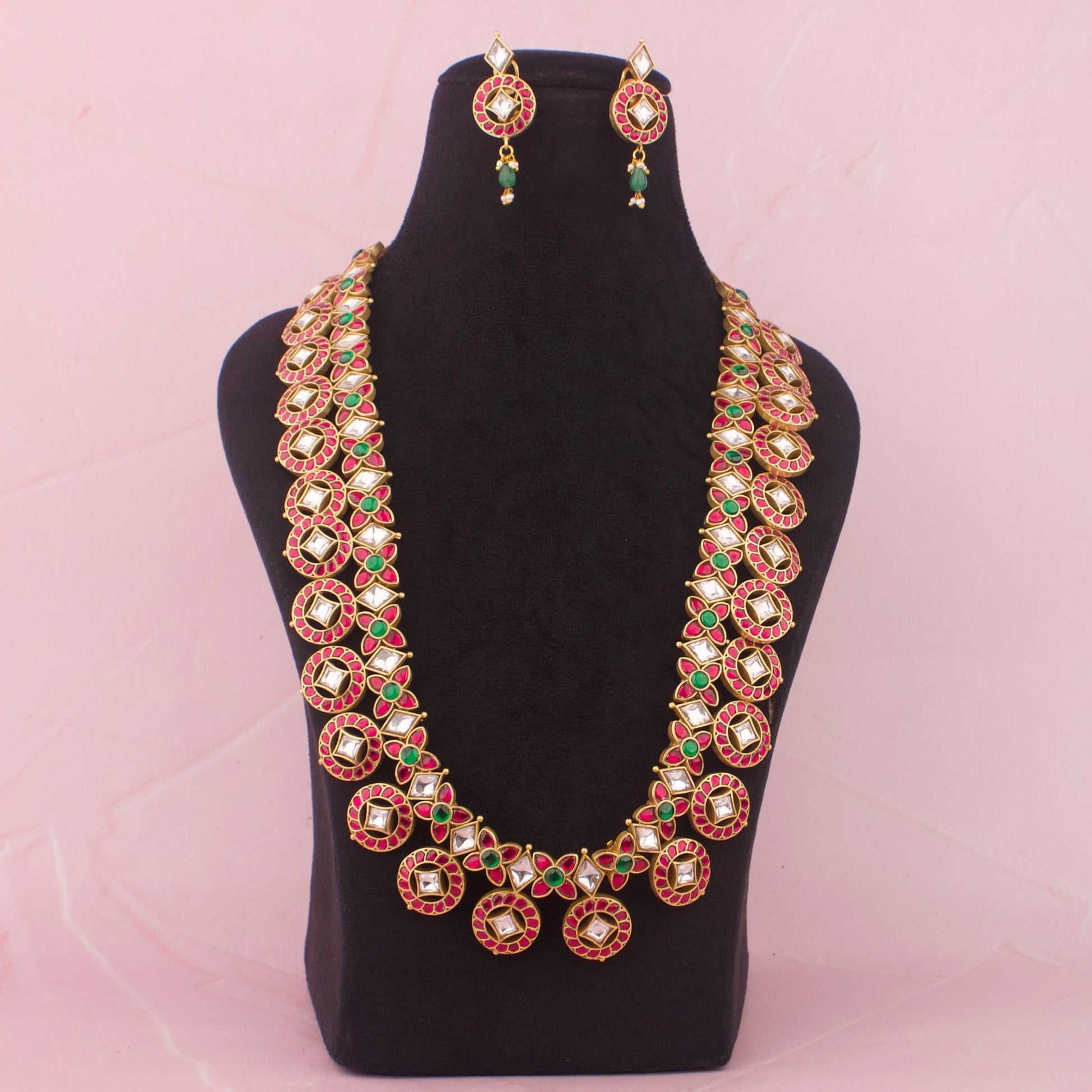 View 5 of Bridal Jadau Kundan Long Bottumala With Matching Earrings - Authentic Bridal Collection | Dulhan Jewels