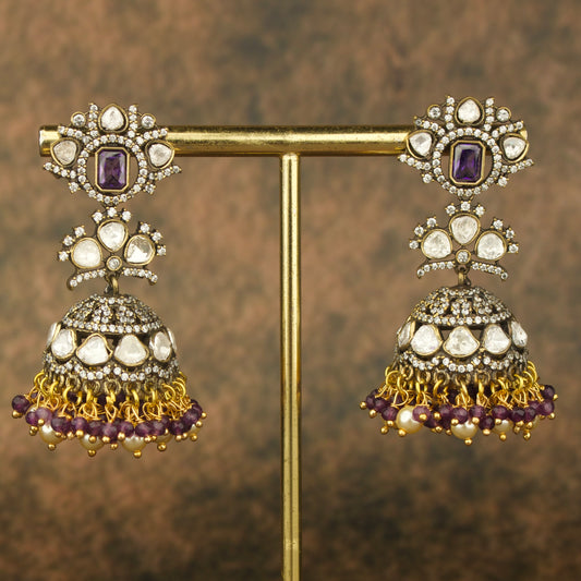 Classic Victorian Polki Jhumka Earrings