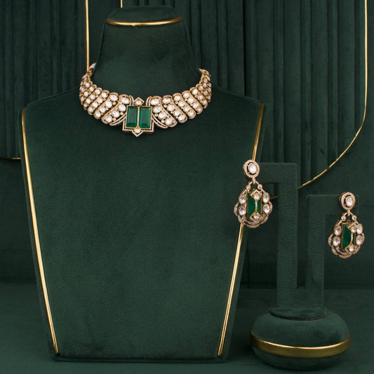 Premium Victorian Choker Set With Matching Earrings