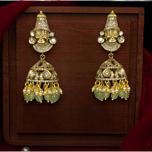Lord Balaji Victorian Jhumka with Russian Beads. This product comes under victorian jewellery