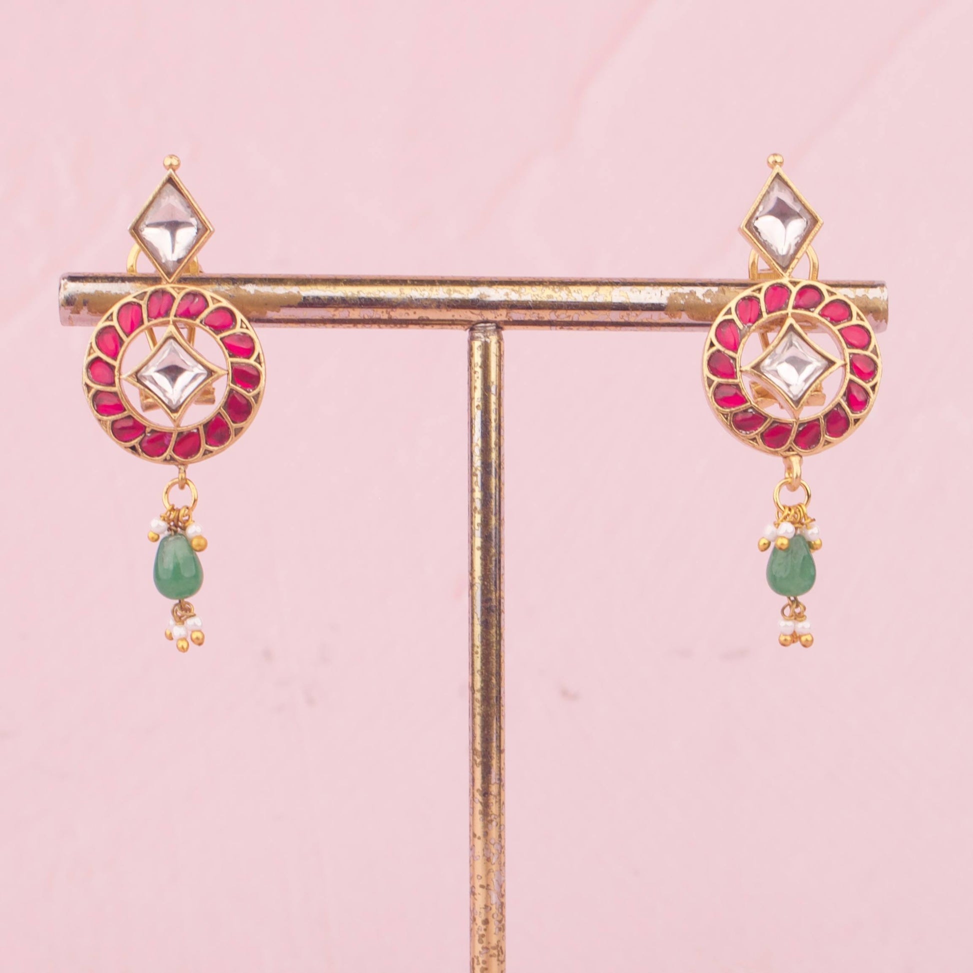 View 8 of Bridal Jadau Kundan Long Bottumala With Matching Earrings - Authentic Bridal Collection | Dulhan Jewels