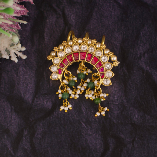 Dazzling Jadau Kundan Hairpin In Chand Design - DULHAN JEWELS
