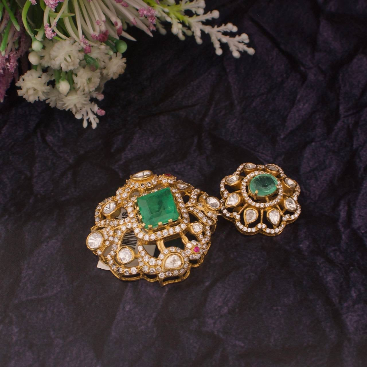 925 Silver Moissanite Polki Pendant