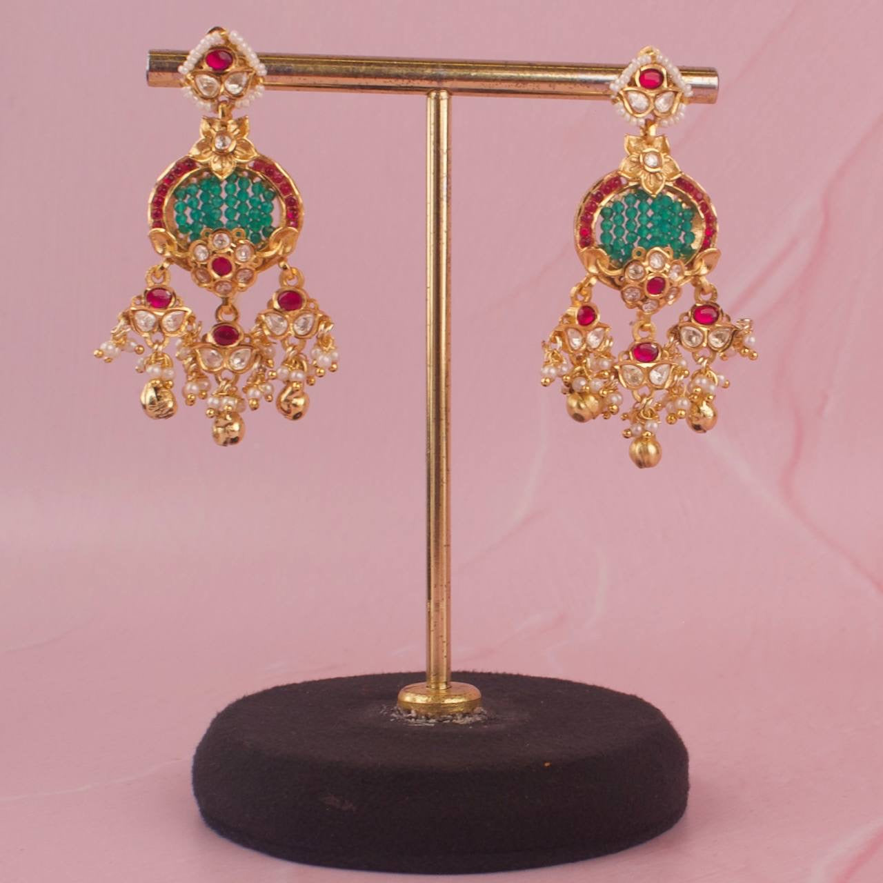 Bridal Jadau Kundan Pearl Necklace With Matching Earrings