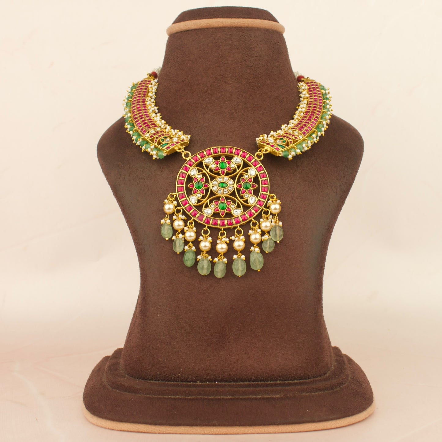 Bridal Jadau Kundan Kanti Style Necklace With Grand Locket