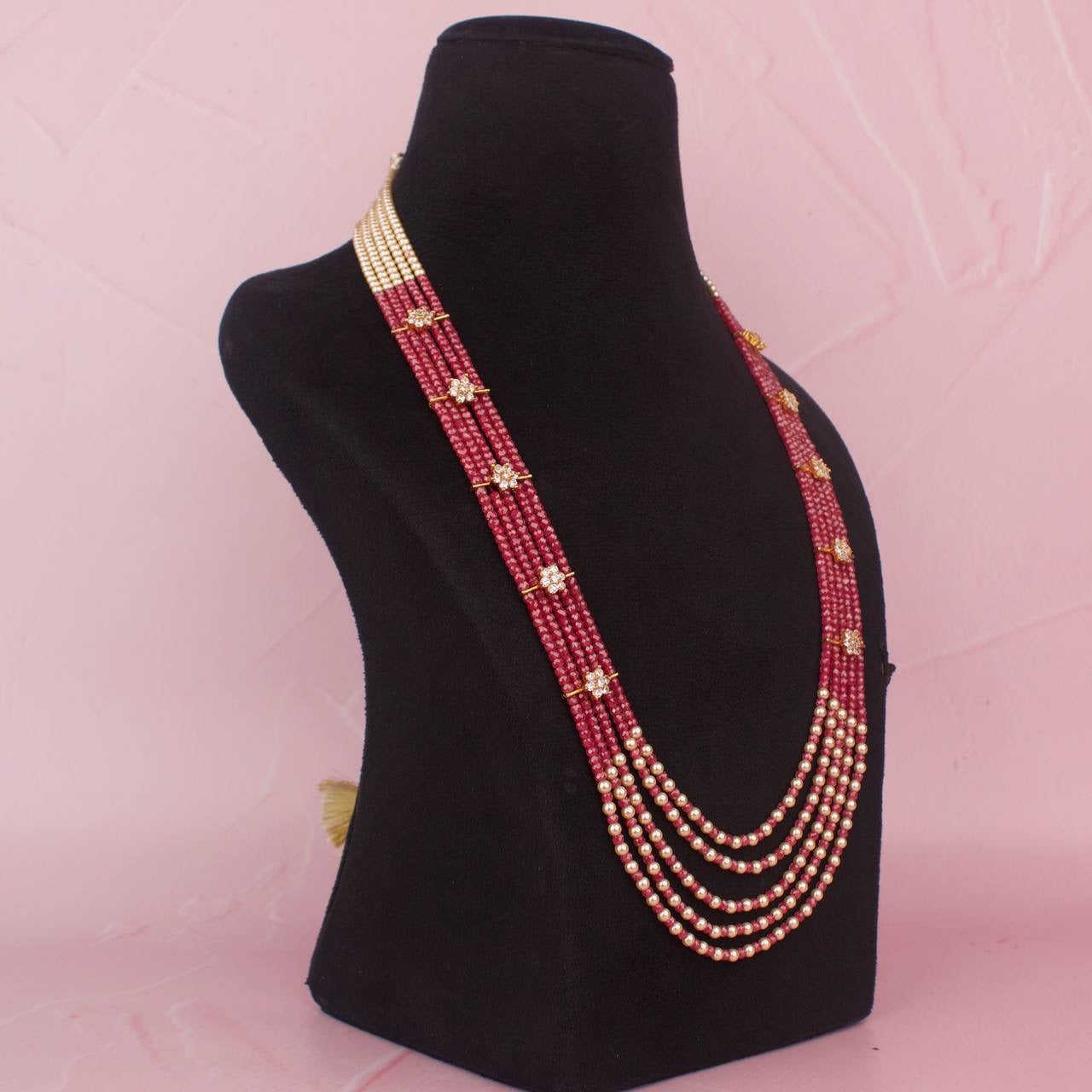 Stunning Beads Mala With Cz Side Lockets