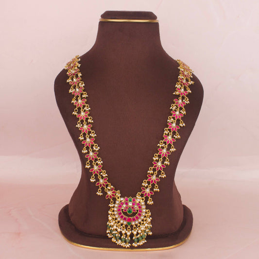 Trending Sleek Jadau Kundan Long Necklace With Locket