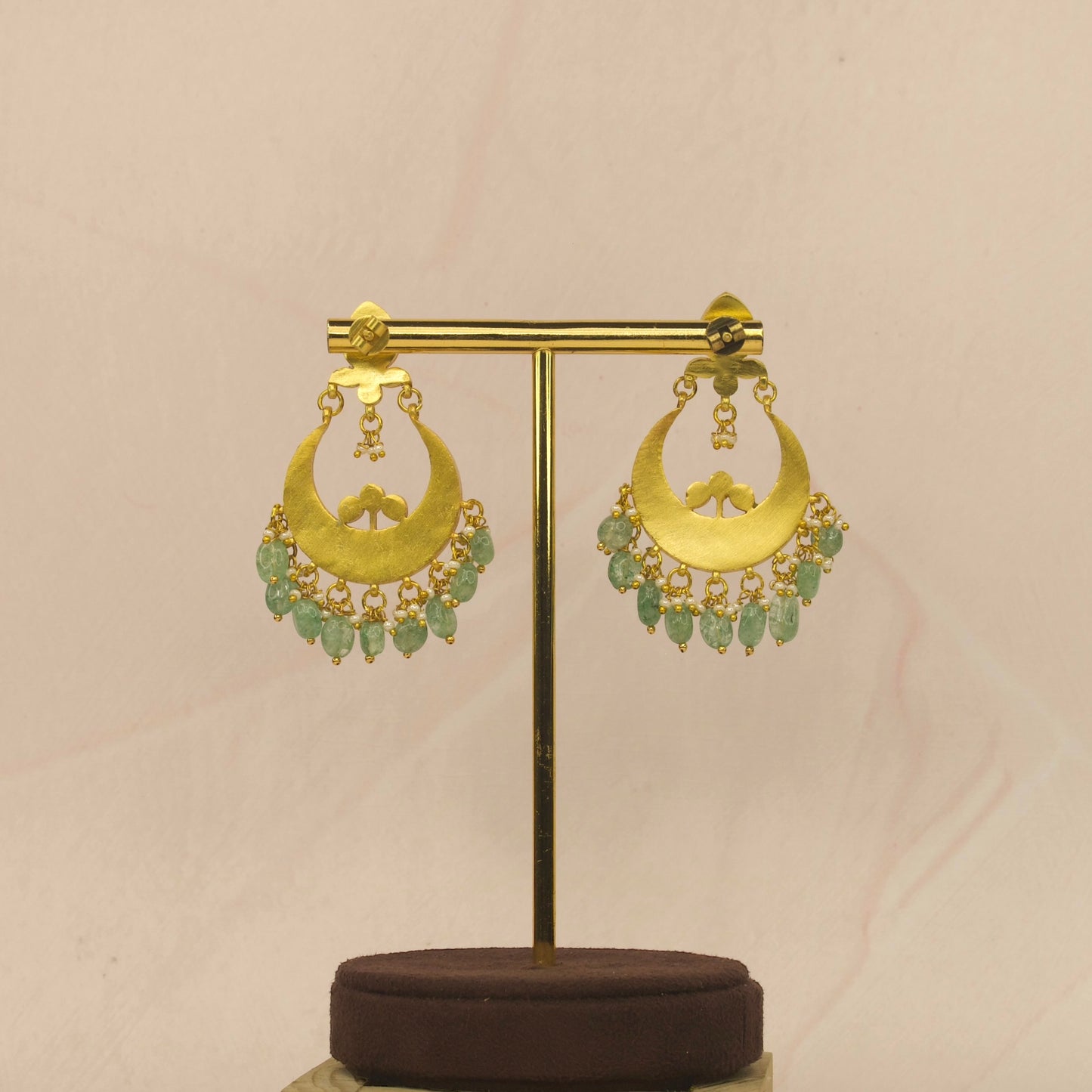 White kundan Chandbali earrings