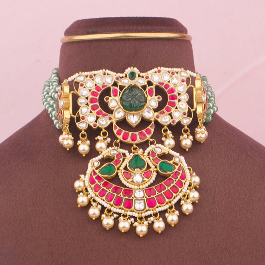 Royal Jadau Kundan Choker With Chand Locket