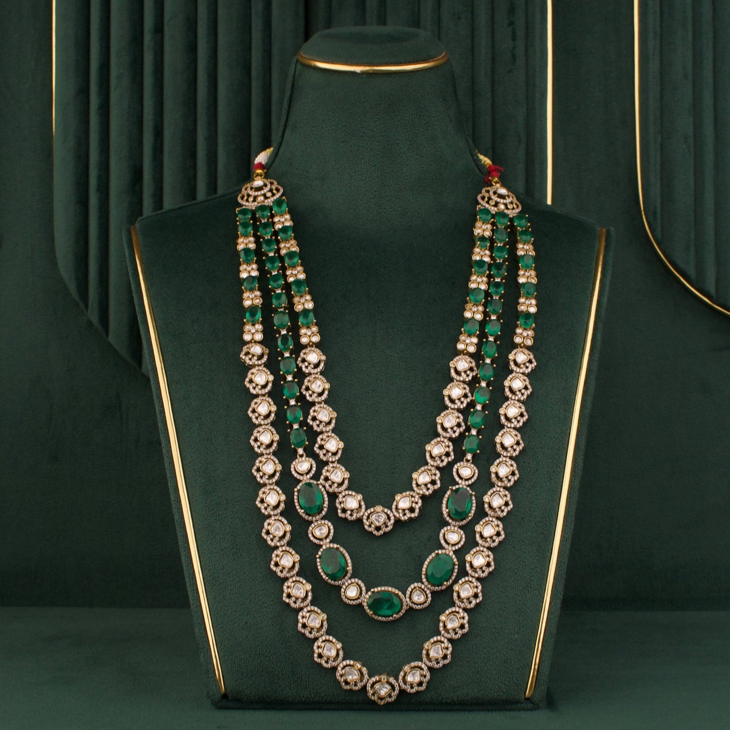 Polki Bridal Multi-Layered Necklace And Earring Set