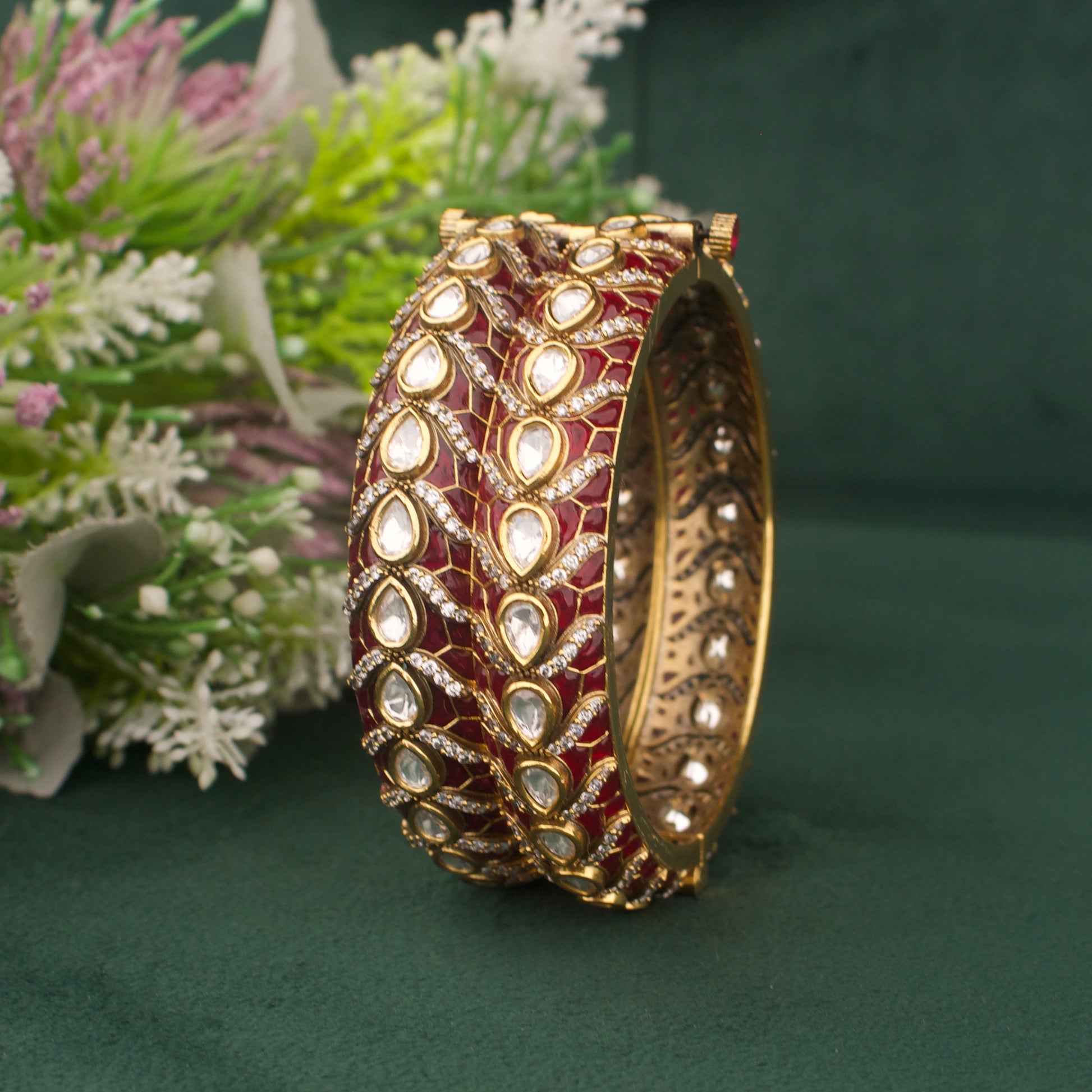 View 5 of Traditional Fusion Kundan & Polki Victorian Bangles - Authentic Bridal Collection | Dulhan Jewels