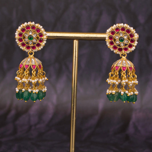 Traditional Royal Jadau Kundan Earrings – Luxury Wedding Jewelry - DULHAN JEWELS