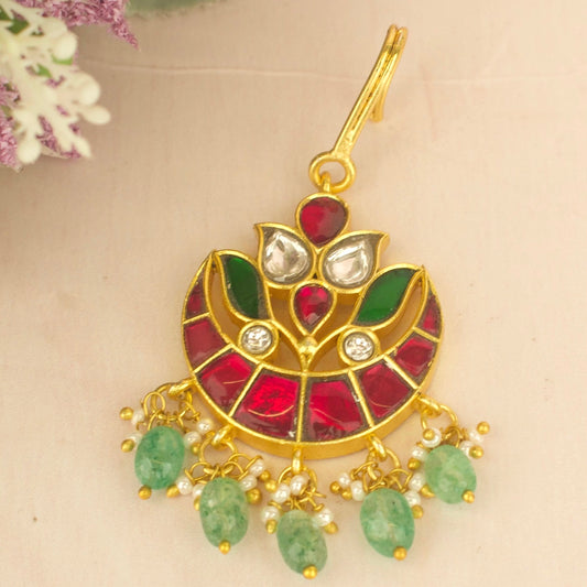 Refined Jadau Kundan Short Maang Tikka