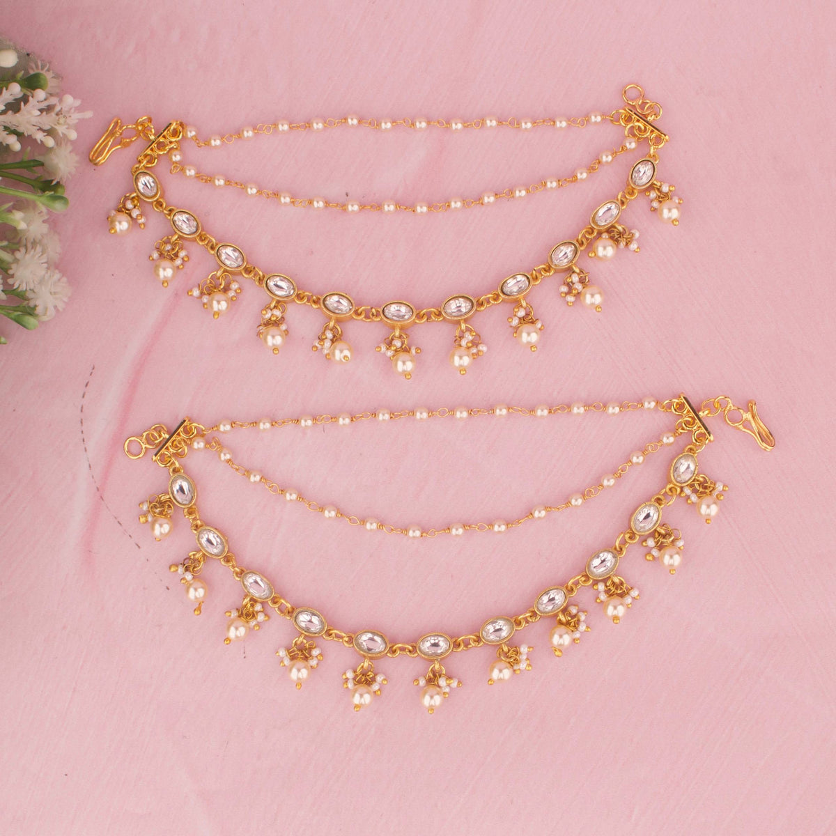Classic Jadau Kundan Pearl Champasaralu