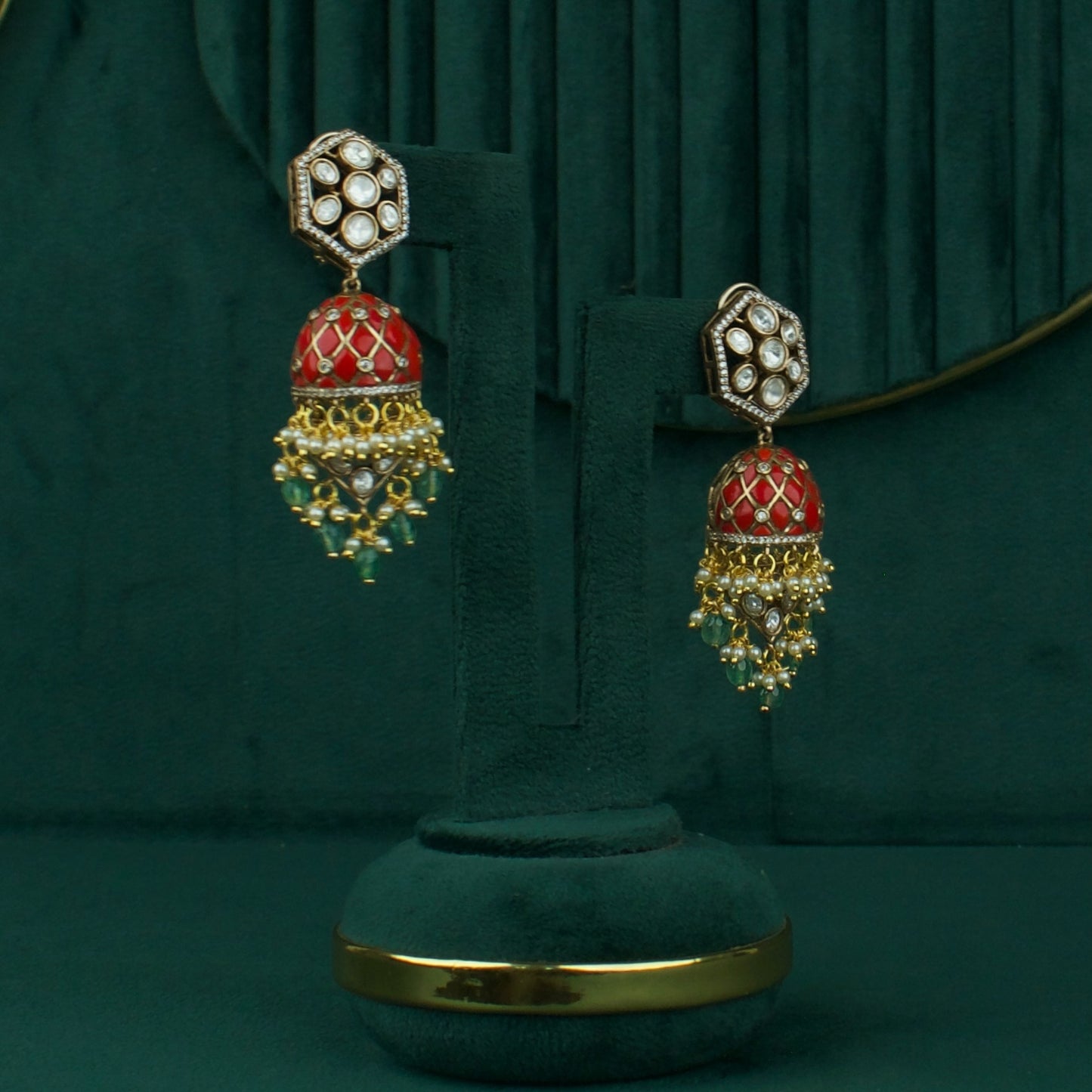 Trending Polki Studded Kundan Jhumki Earrings