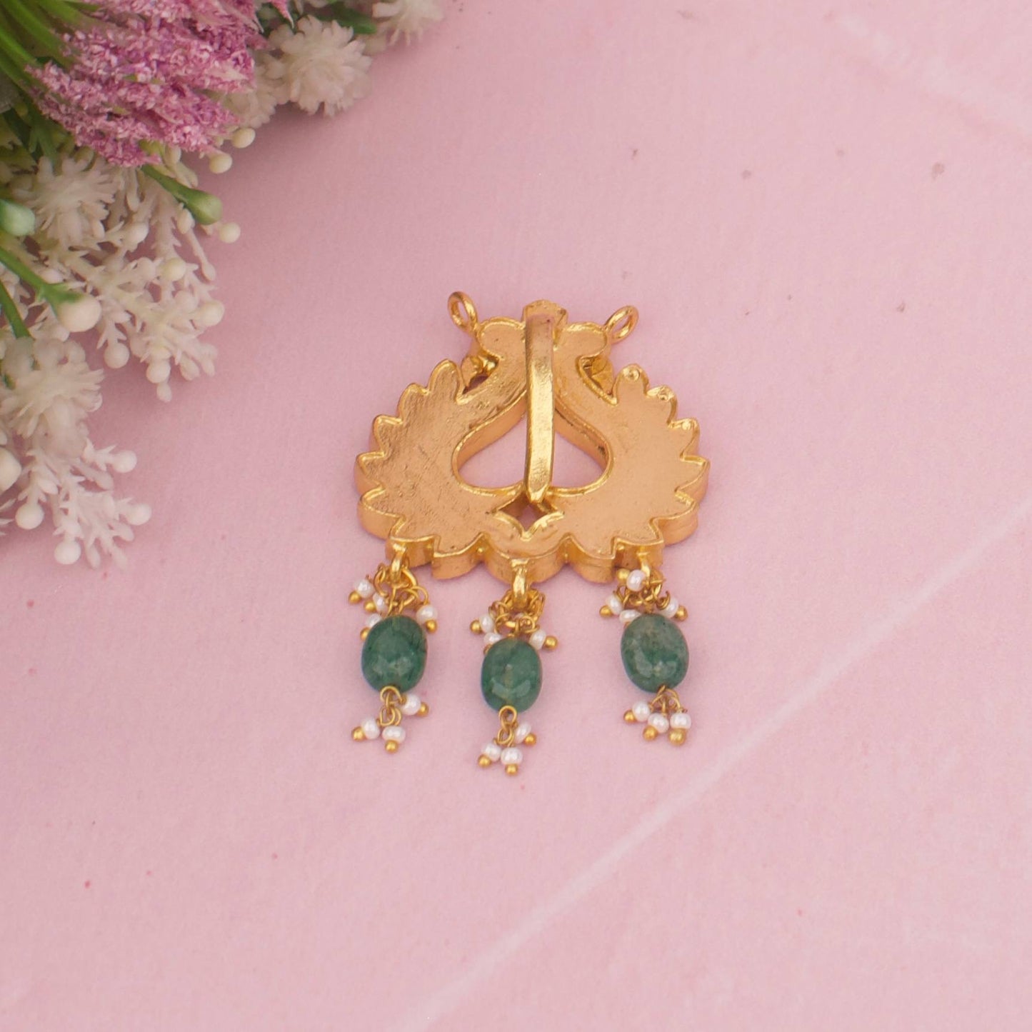 Majestic Jadau Kundan Pendant with Peacock Design